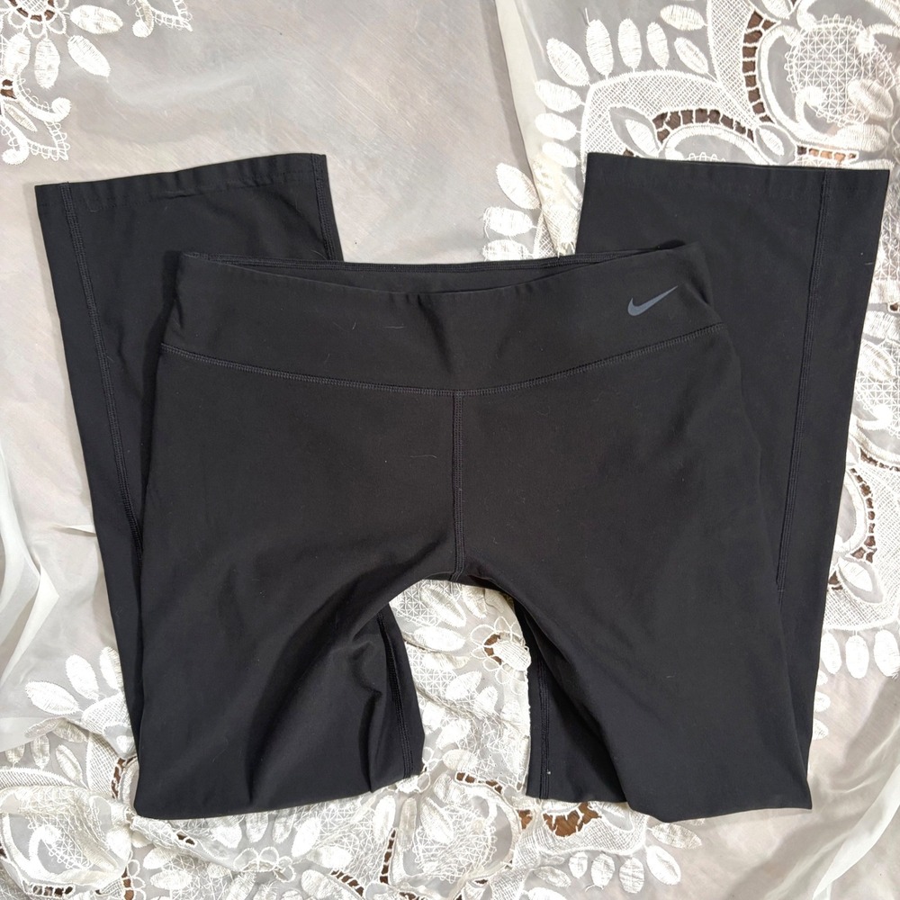 Y2K Workout Low Rise Flare Nike Black Athletic Training Pants Kids XL Women S